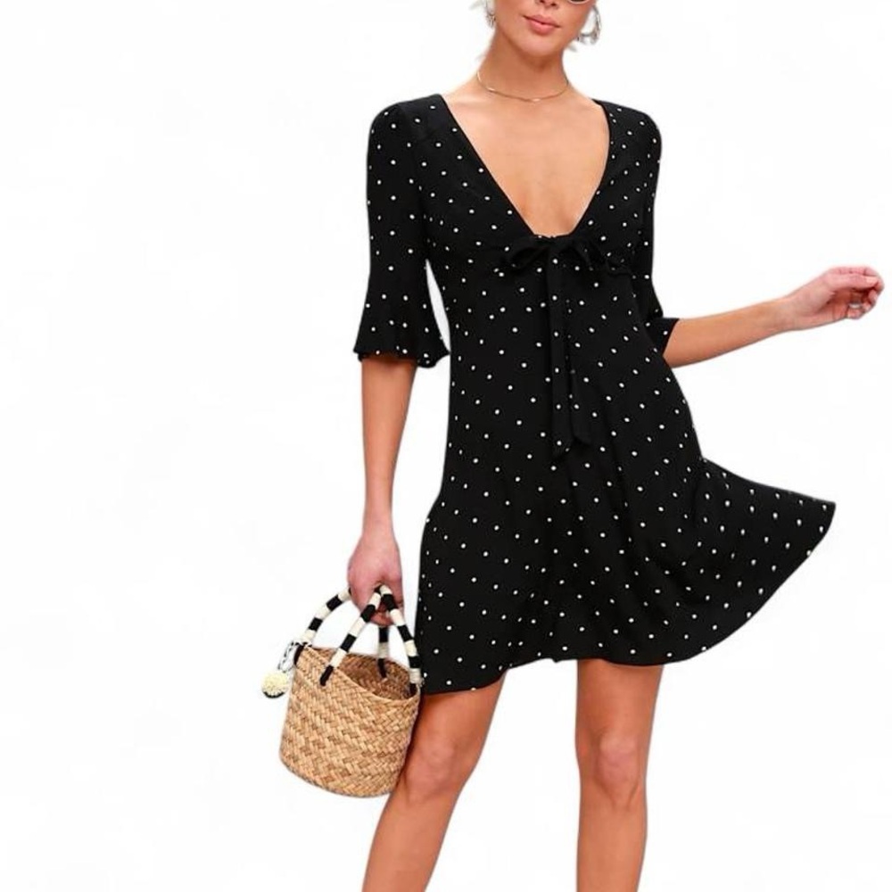 FREE PEOPLE "All Yours in Black Combo" Mini Dress - Size 2